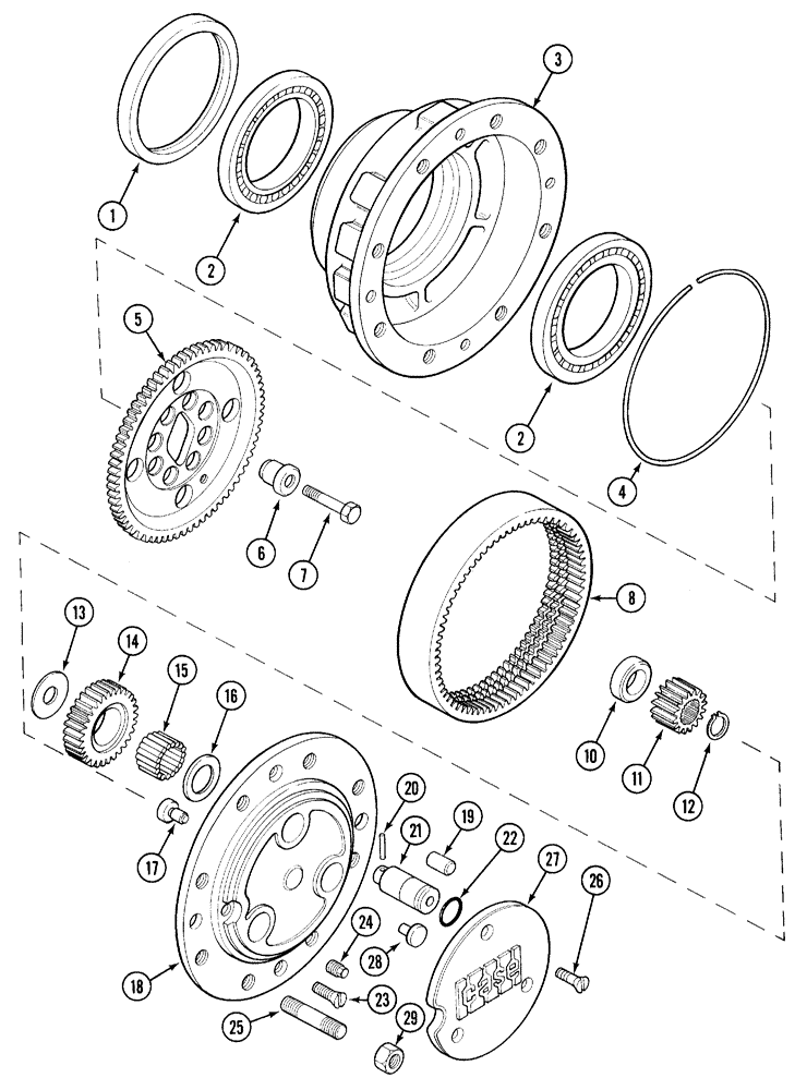 Схема запчастей Case IH 5220 - (5-36) - MFD FRONT AXLE PLANETARIES AND HUB, 709 S2 (05) - STEERING