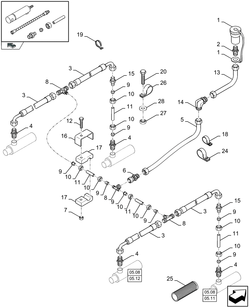 Схема запчастей Case IH LBX322S - (07.02[01]) - HYDRAULIC BRAKES, TANDEM AXLE (07) - HYDRAULIC SYSTEM