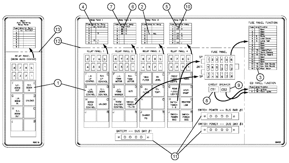 Схема запчастей Case IH 3185 - (12-009) - FUSE & RELAY PANEL (06) - ELECTRICAL