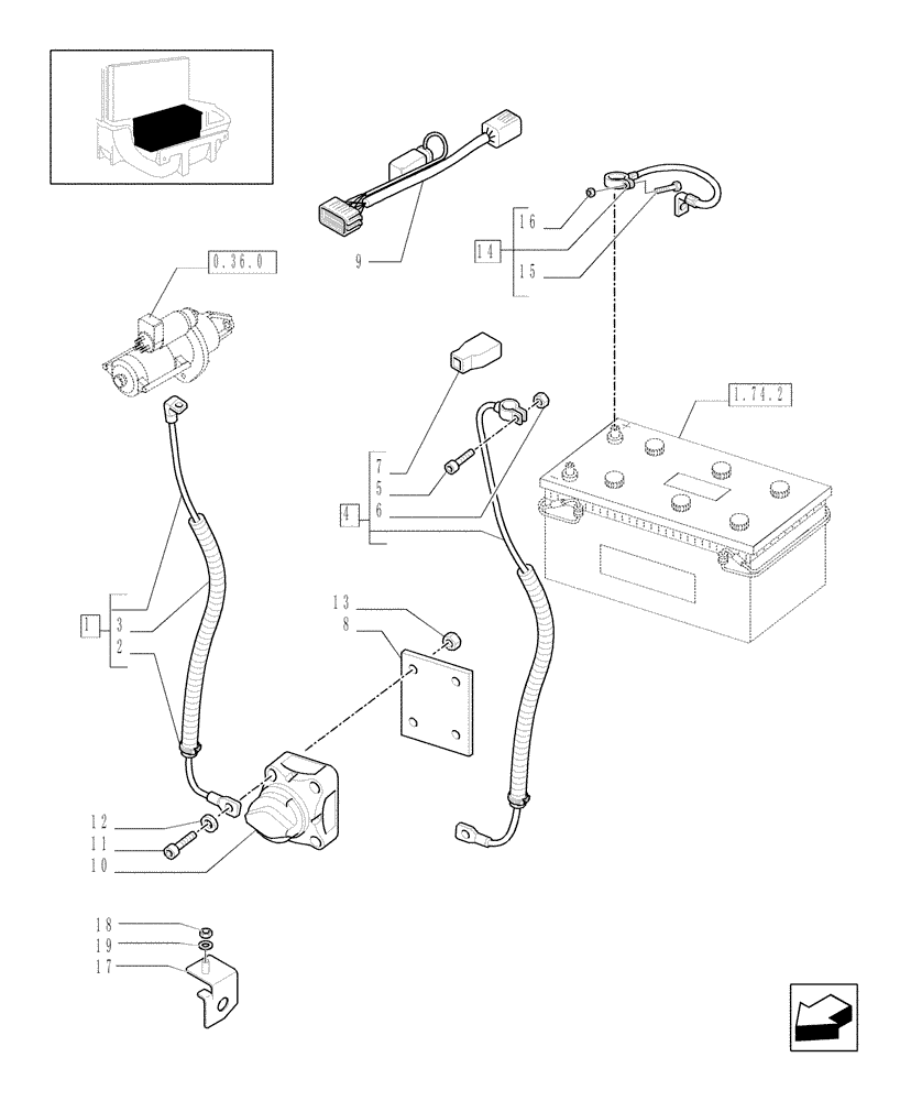 Схема запчастей Case IH MAXXUM 100 - (1.75.3/01) - MECHANICAL BATTERY INSULATION (VAR.331798) (06) - ELECTRICAL SYSTEMS