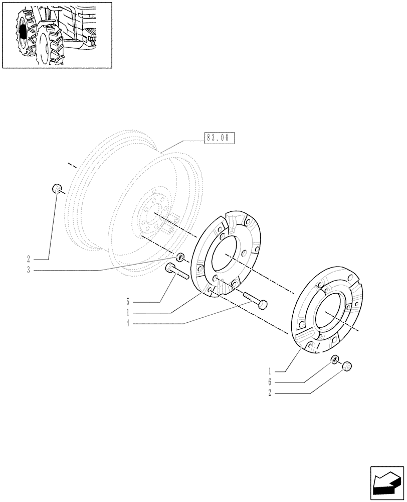 Схема запчастей Case IH MAXXUM 100 - (1.49.6) - REAR BALLAST (45KG) FOR FLANGE AXLE (VAR.330498-330627) (05) - REAR AXLE