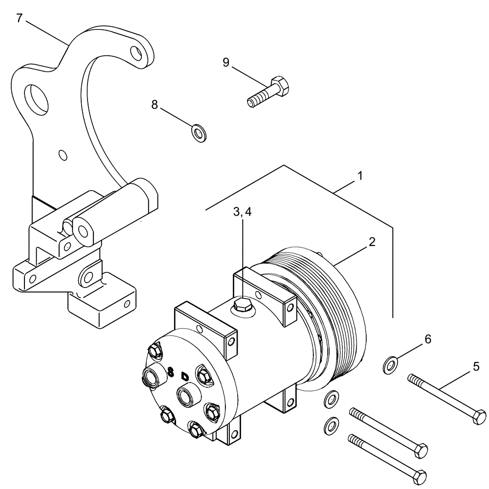 Схема запчастей Case IH MAGNUM 255 - (09-33) - AIR CONDITIONING - COMPRESSOR MOUNTING (09) - CHASSIS/ATTACHMENTS