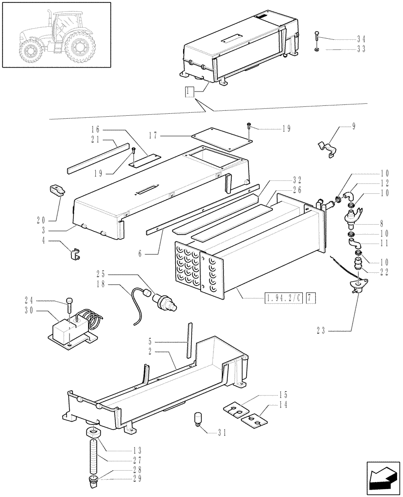 Схема запчастей Case IH PUMA 210 - (1.94.2/ B) - AIR CONDITIONING BREAKDOWN - C5941 (10) - OPERATORS PLATFORM/CAB