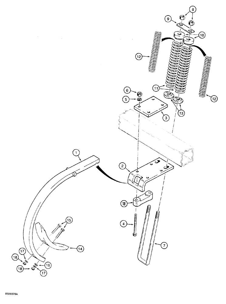 Схема запчастей Case IH 5700 - (9-180) - CUSHION CLAMP AND SHANK, REGULAR CLEARANCE - 26" (18) - MISCELLANEOUS