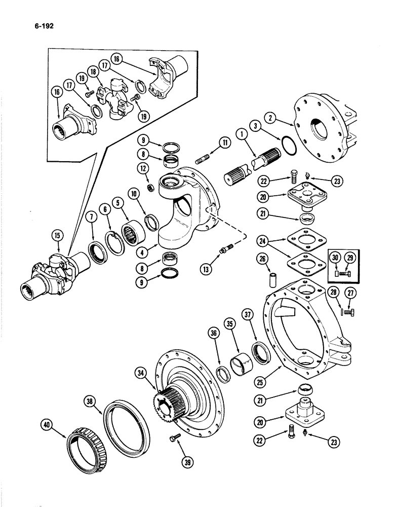 Схема запчастей Case IH 4894 - (6-192) - FRONT AXLE ASSEMBLY P.I.N. 8865170 AND AFTER, RH TRUNNION, SPINDLE AND SHAFT (06) - POWER TRAIN