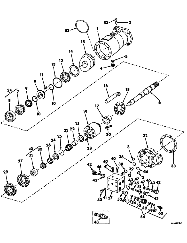 Схема запчастей Case IH 403 - (148) - HYDRAULIC MOTOR ASSY, FOR HYDROSTATIC GROUND DRIVE (35) - HYDRAULIC SYSTEMS