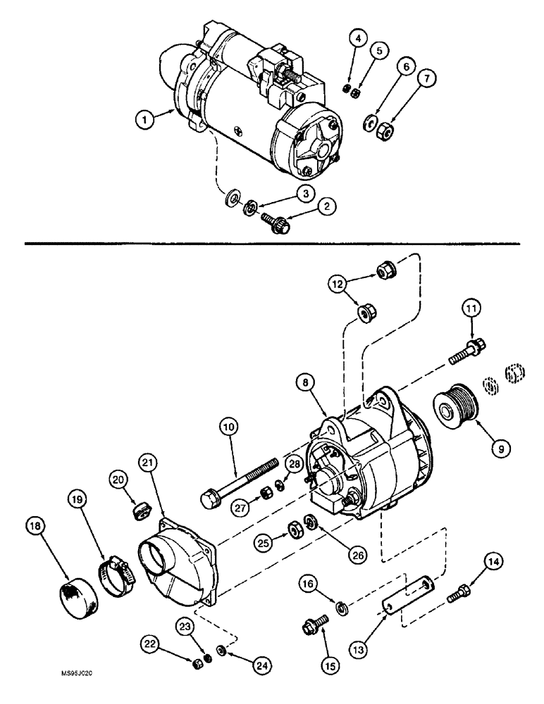 Схема запчастей Case IH 1688 - (4-44) - STARTER AND ALTERNATOR MOUNTING (06) - ELECTRICAL