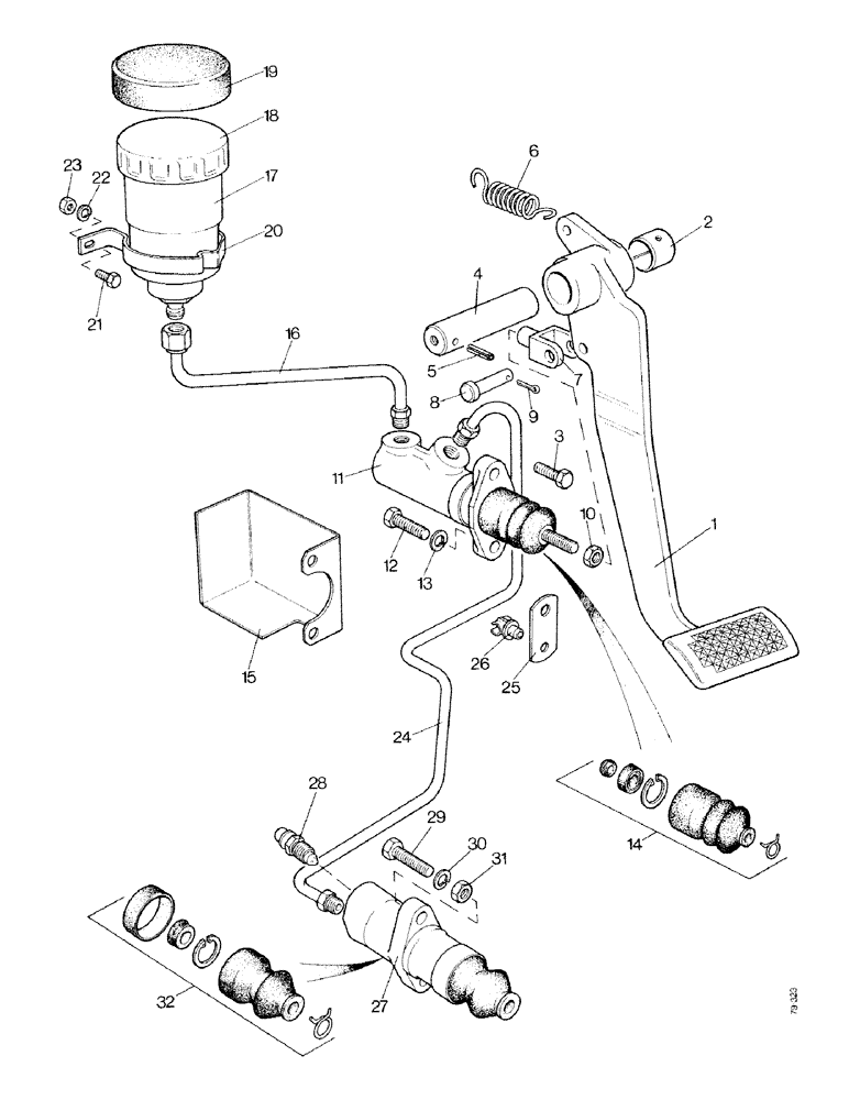 Схема запчастей Case IH 1490 - (C02-1) - TRANSMISSION CLUTCH RELEASE MECHANISM, LOW PROFILE MODEL PRIOR TO P.I.N. 11182354 (03.1) - CLUTCH