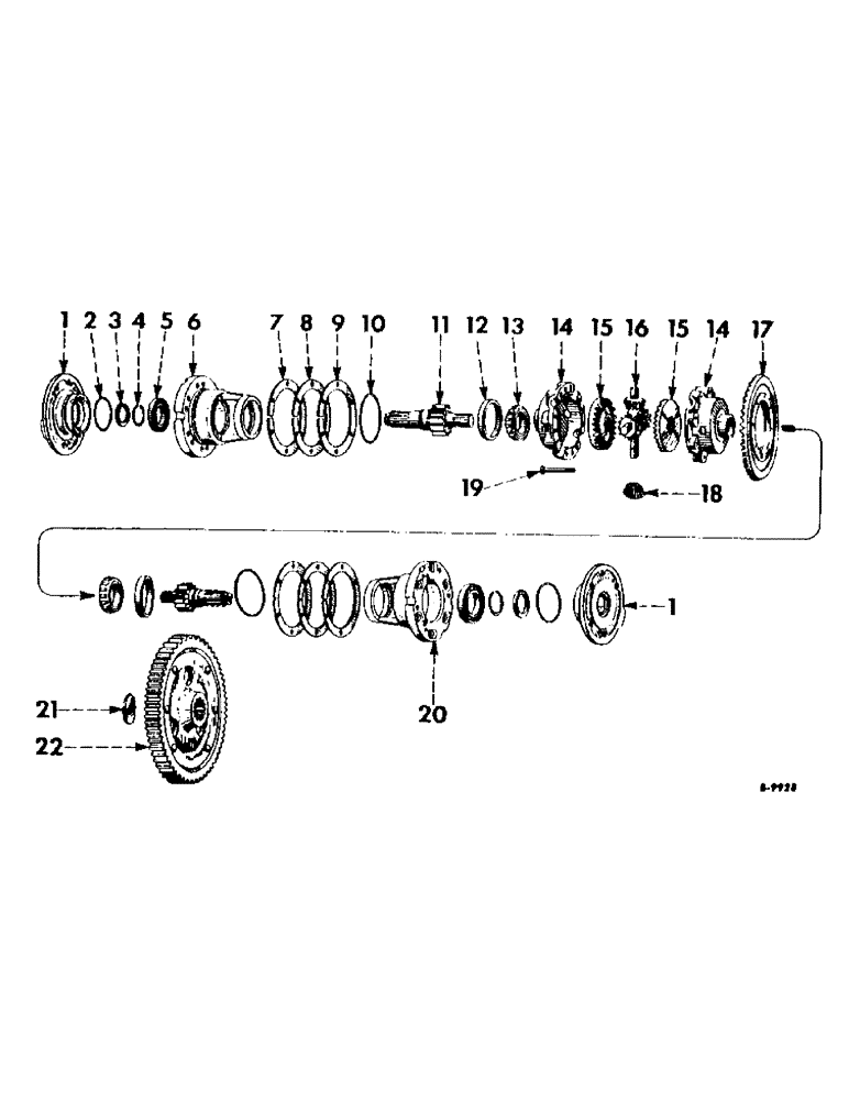 Схема запчастей Case IH 340 - (124) - REAR FRAME AND DRIVING MECHANISMS, DIFFERENTIAL, CARBURETED ENGINE TRACTORS Rear Frame & Driving Mechanisms