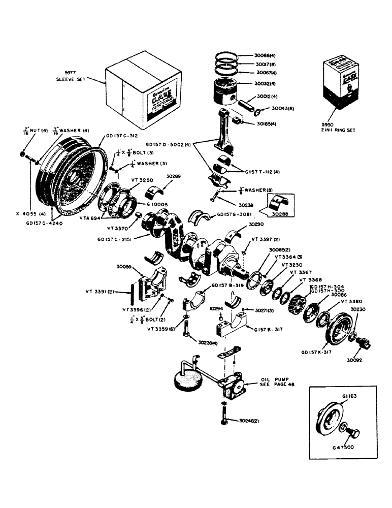 Схема запчастей Case IH 400B-SERIES - (046) - DIESEL ENGINE, CRANKSHAFT AND FLYWHEEL, PISTONS AND CONNECTING RODS (02) - ENGINE