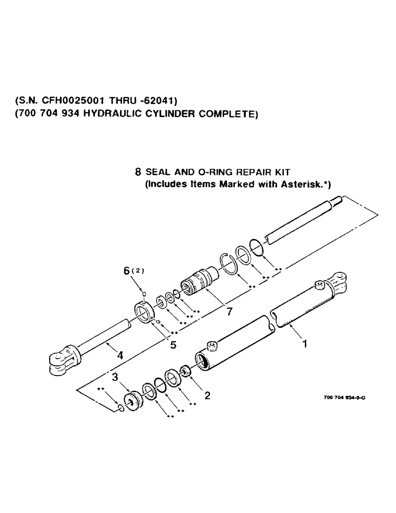 Схема запчастей Case IH 8520 - (9-50) - BALE THROWER HYD CYLINDER ASSY (S.N. CFH0025001 - CFH0062041) (700704934 HYDRAULIC CYLINDER COMPLETE Decals & Attachments