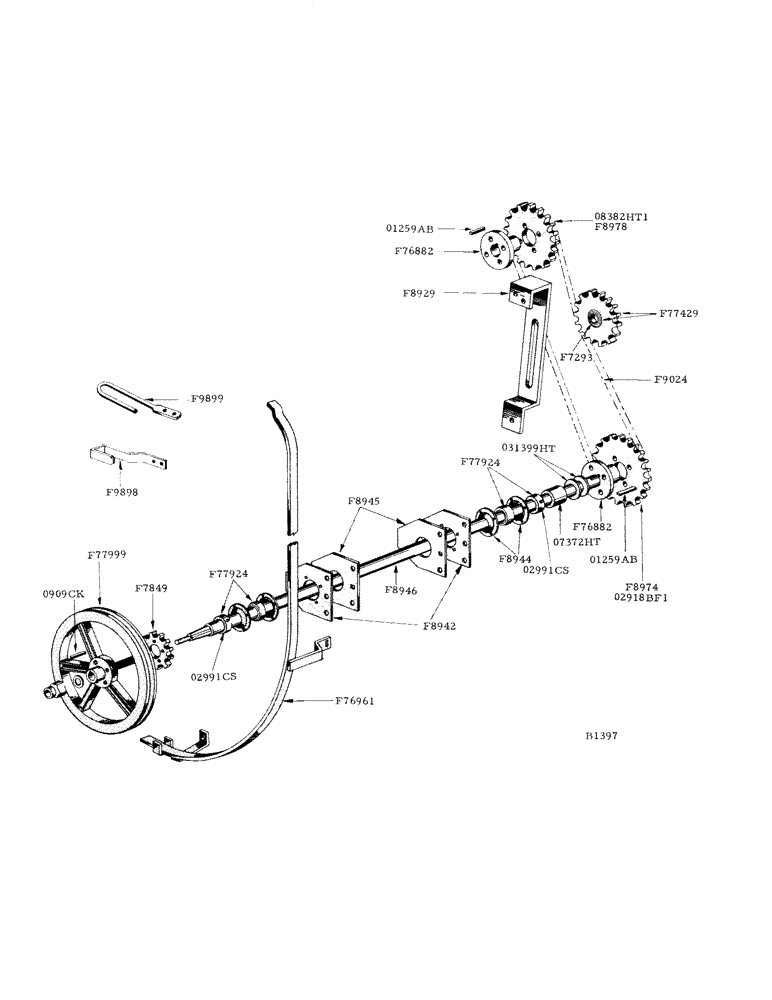 Схема запчастей Case IH 800 - (066) - MAIN COMBINE DRIVE SHAFT, CHAIN CYLINDER DRIVE (66) - THRESHING