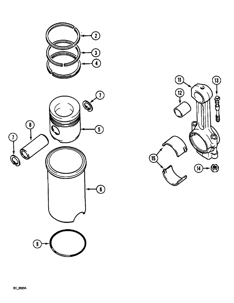 Схема запчастей Case IH 3230 - (2-070) - PISTONS AND SLEEVES (02) - ENGINE