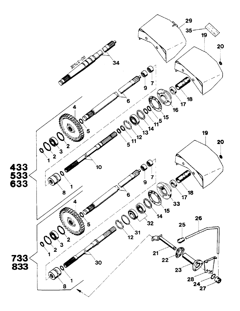 Схема запчастей Case IH 533 - (07-40) - PTO - 540 (04) - Drive Train