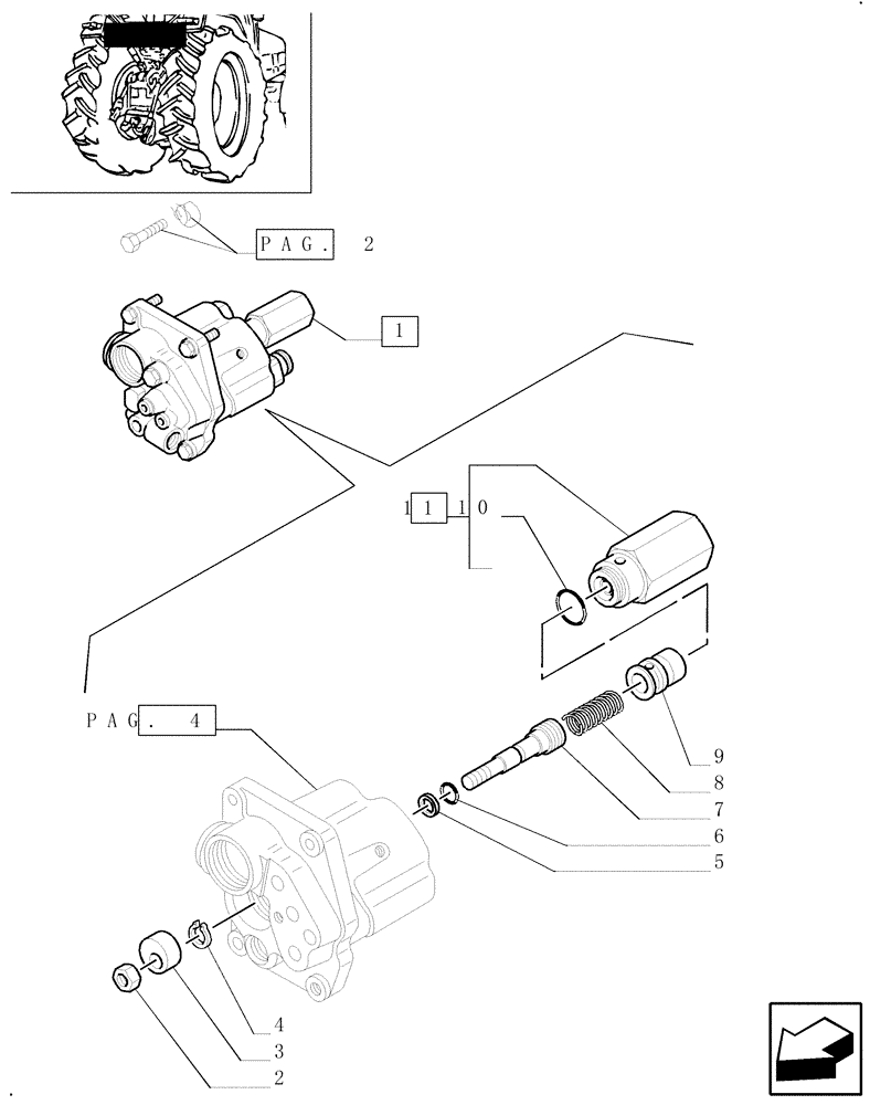 Схема запчастей Case IH JX1070C - (1.82.4[03]) - LIFTER DISTRIBUTOR AND VALVES - BREAKDOWN (07) - HYDRAULIC SYSTEM