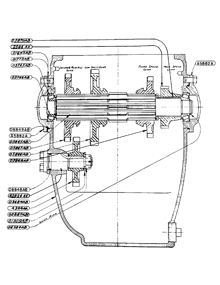 Схема запчастей Case IH SO-SERIES - (056) - SLIDING GEAR SHAFT ASSEMBLY, S, SC, SO (06) - POWER TRAIN