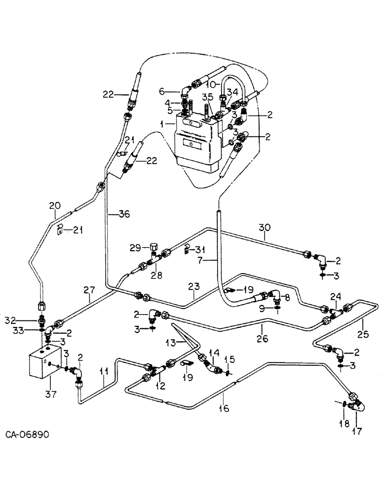 Схема запчастей Case IH 4386 - (10-04) - HYDRAULICS, HYDRAULIC BRAKE CONNECTIONS, 4386 TRACTORS WITH SERIAL NO. 1501 AND ABOVE (07) - HYDRAULICS