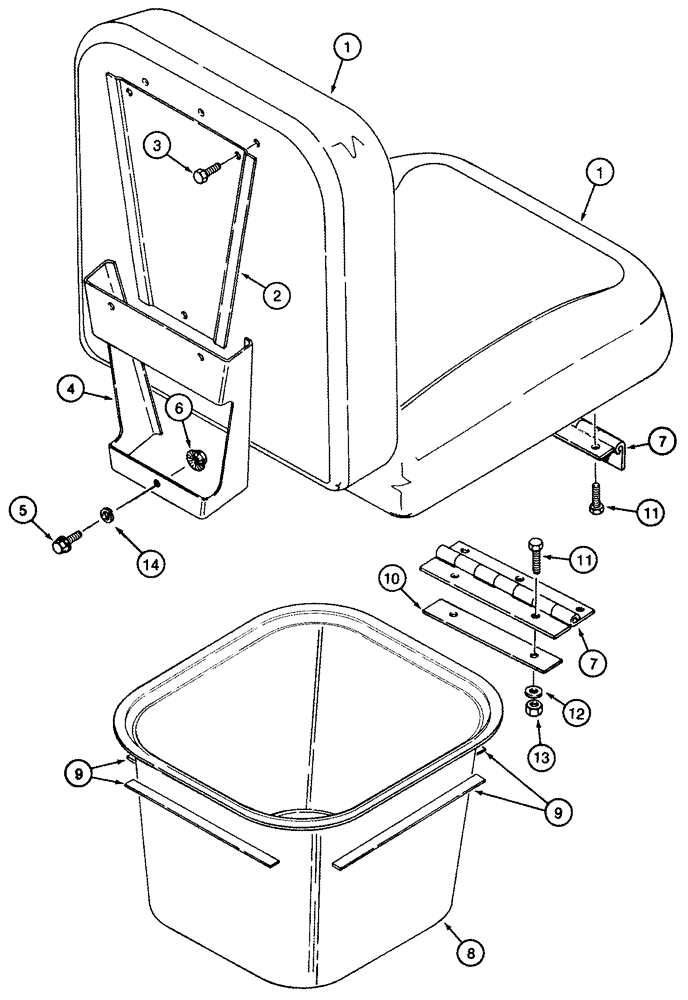 Схема запчастей Case IH 2555 - (09E-10) - SEAT, BUDDY STORAGE TRAY (10) - CAB & AIR CONDITIONING