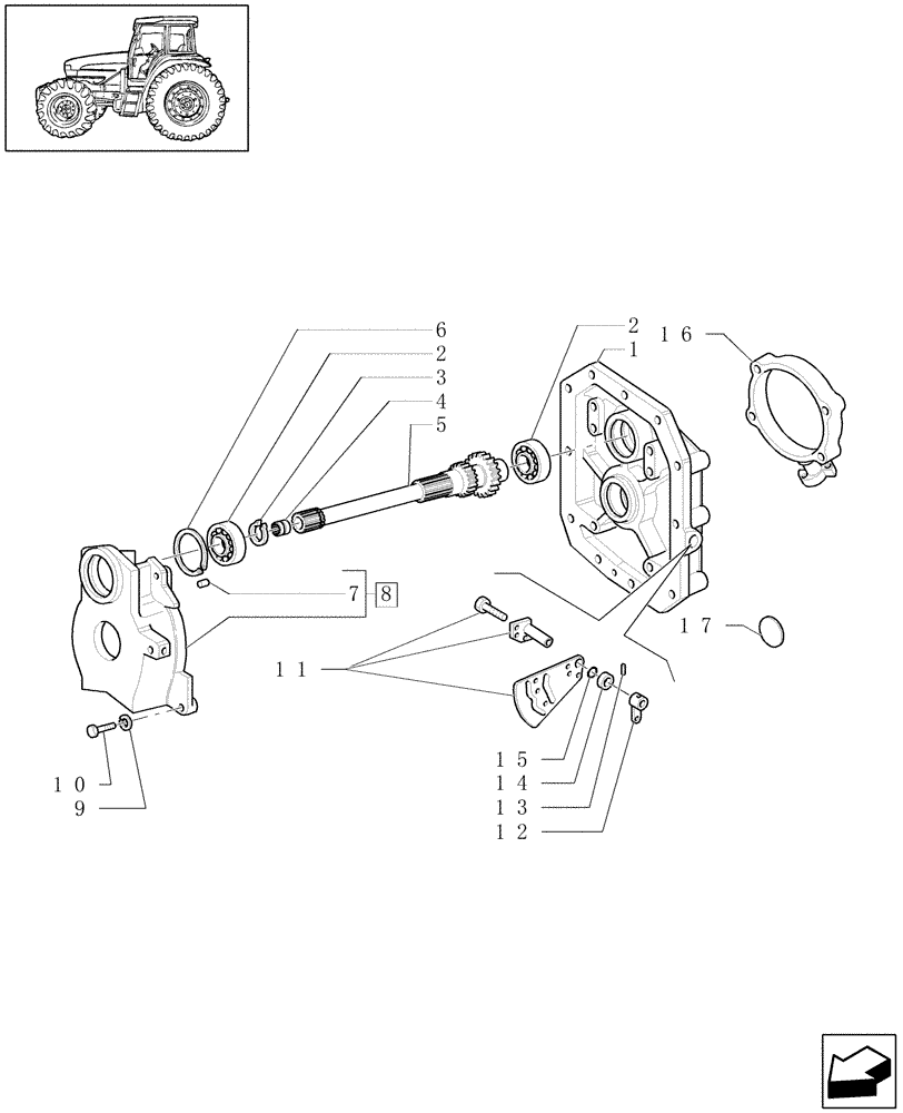 Схема запчастей Case IH JX1070U - (1.80.1/12) - (VAR.818) POWER TAKE OFF - 540-750 RPM - SHAFTS AND COVER (07) - HYDRAULIC SYSTEM