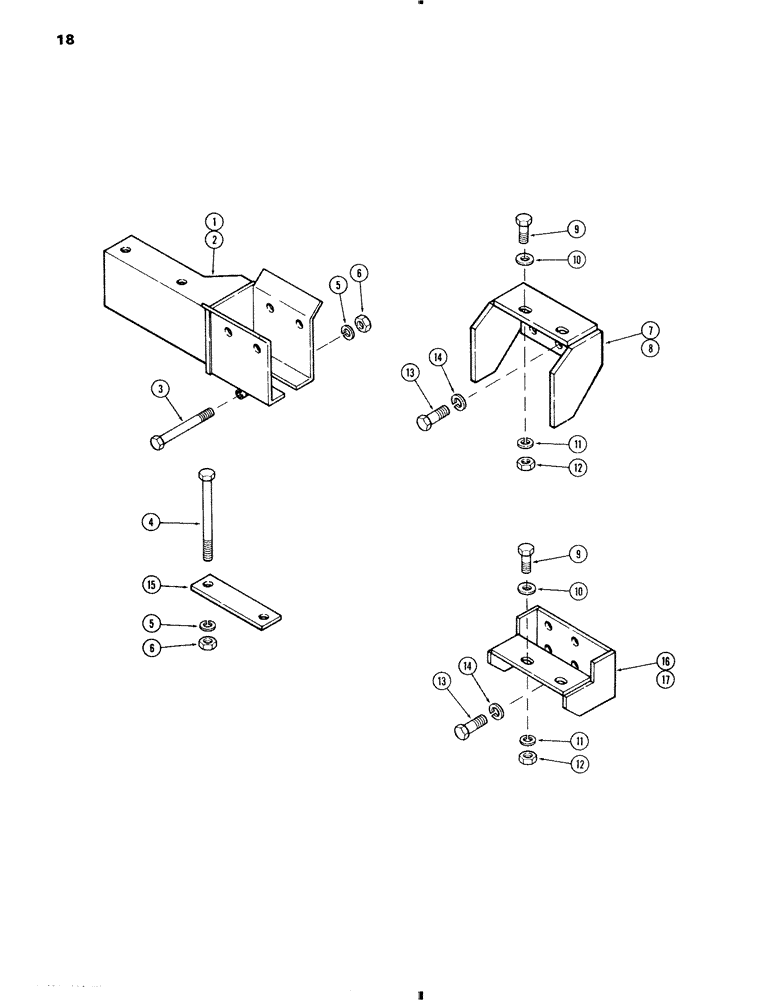 Схема запчастей Case IH 70 - (18) - MOUNTING BRACKETS AND CLAMPS, 630 AND 640 STANDARD WHEEL (82) - FRONT LOADER & BUCKET