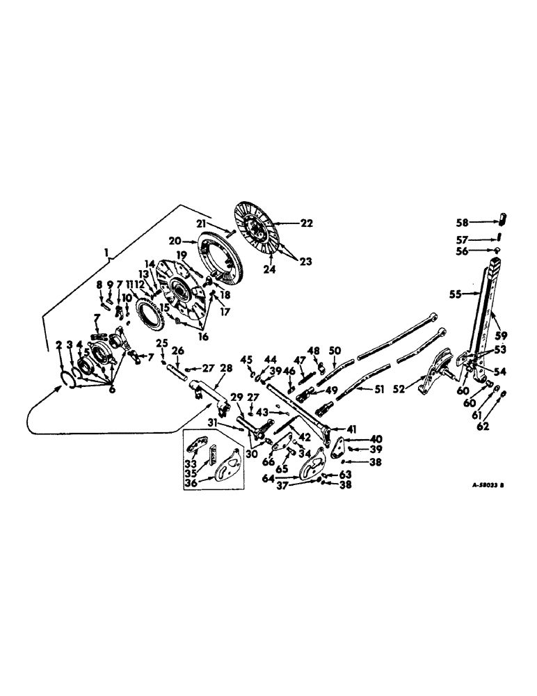 Схема запчастей Case IH 660 - (137) - CLUTCH, OVER-CENTER CLUTCH, CONTROLS & CONNECTIONS, ONE LEVER SYSTEM, INTERNATIONAL 560 & 660 SERIES (03.1) - CLUTCH