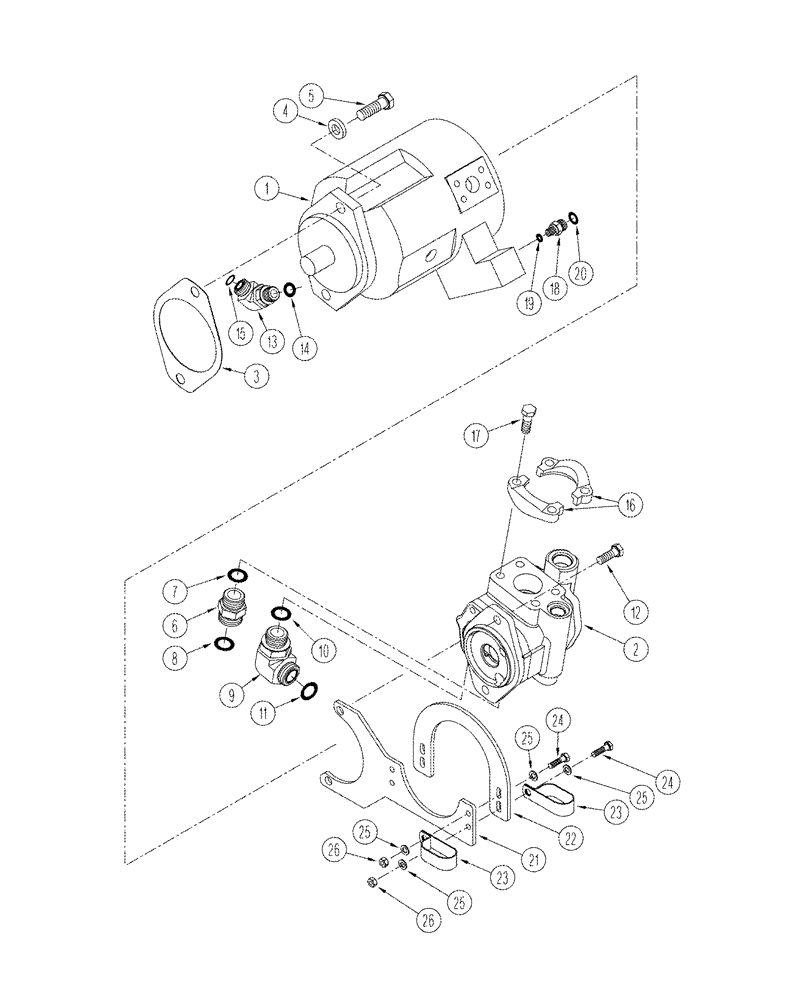 Схема запчастей Case IH STX275 - (08-23) - STANDARD HYDRAULICS PUMP MOUNTING (08) - HYDRAULICS