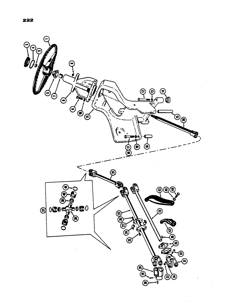 Схема запчастей Case IH 530 - (222) - STEERING WHEEL AND LINKAGE, MODEL 530 GAS, PRIOR TO S/N 8262800 (05) - STEERING