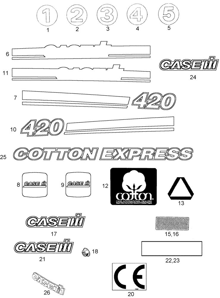 Схема запчастей Case IH 420 - (09F-18) - DECALS (12) - CHASSIS