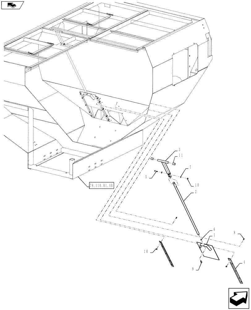 Схема запчастей Case IH 810 - (78.110.01.AD) - FRONT AUXILIARY BIN GATE (78) - SPRAYING