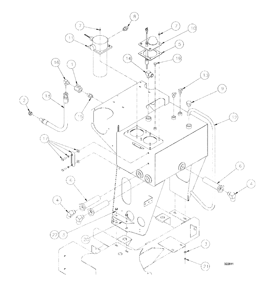 Схема запчастей Case IH SPX3200 - (06-016) - OIL TANK GROUP (35) - HYDRAULIC SYSTEMS