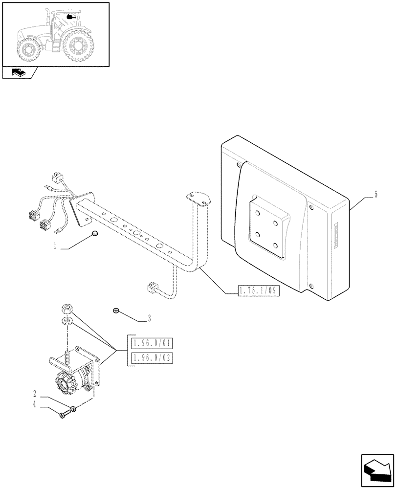 Схема запчастей Case IH PUMA 195 - (1.75.1/13) - (VAR.343) VIRTUAL TERMINAL AFS PRO600 MOUNTED ON IMPLEMENT BRACKET (06) - ELECTRICAL SYSTEMS