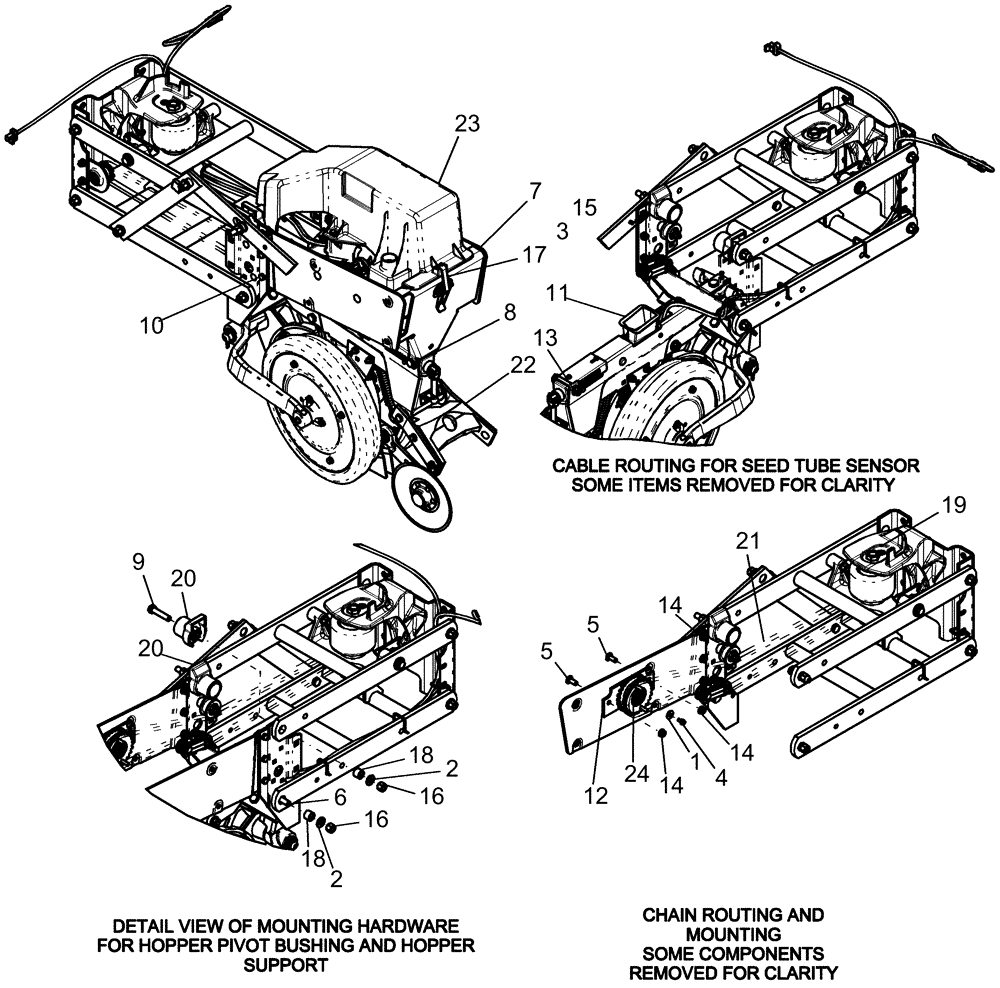 Схема запчастей Case IH 1240 - (75.200.35) - PNEUMATIC DOWN PRESSURE - 24" ROW UNIT WITH MINI HOPPER (75) - SOIL PREPARATION