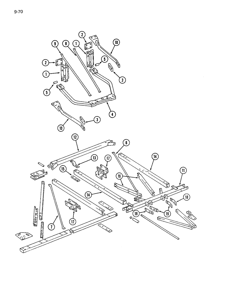 Схема запчастей Case IH 7200 - (9-070) - HEAVY DUTY HITCH - THREE DRILL, MACHINES BUILT 1980 THROUGH (09) - CHASSIS/ATTACHMENTS