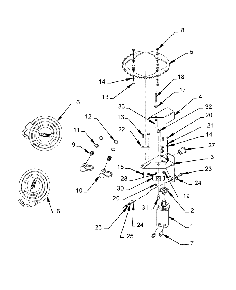 Схема запчастей Case IH BSX150 - (105) - HYDRAULIC CHUTE ROTATION - 717172026 