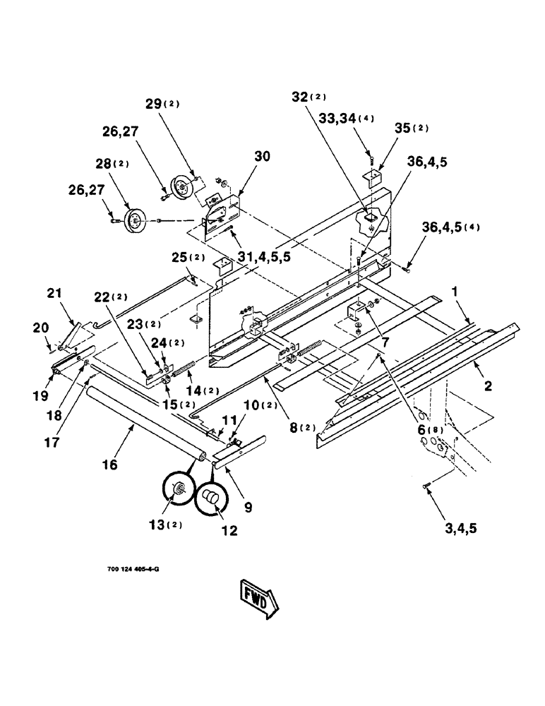 Схема запчастей Case IH 8830 - (6-22) - DRAPER FRAME ASSEMBLY, RIGHT, SERIAL NUMBER CFH0030455 AND LATER, 18 FOOT ONLY (58) - ATTACHMENTS/HEADERS