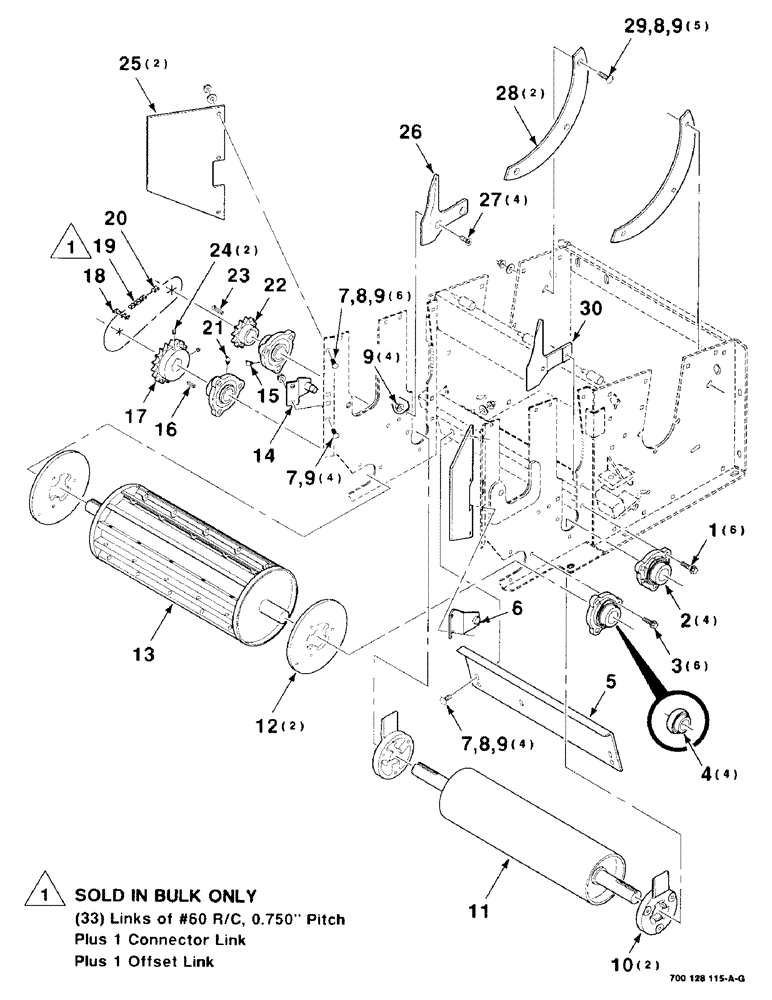 Схема запчастей Case IH 8725 - (5-10) - FEEDROLL ASSEMBLY, LOWER (09) - CHASSIS