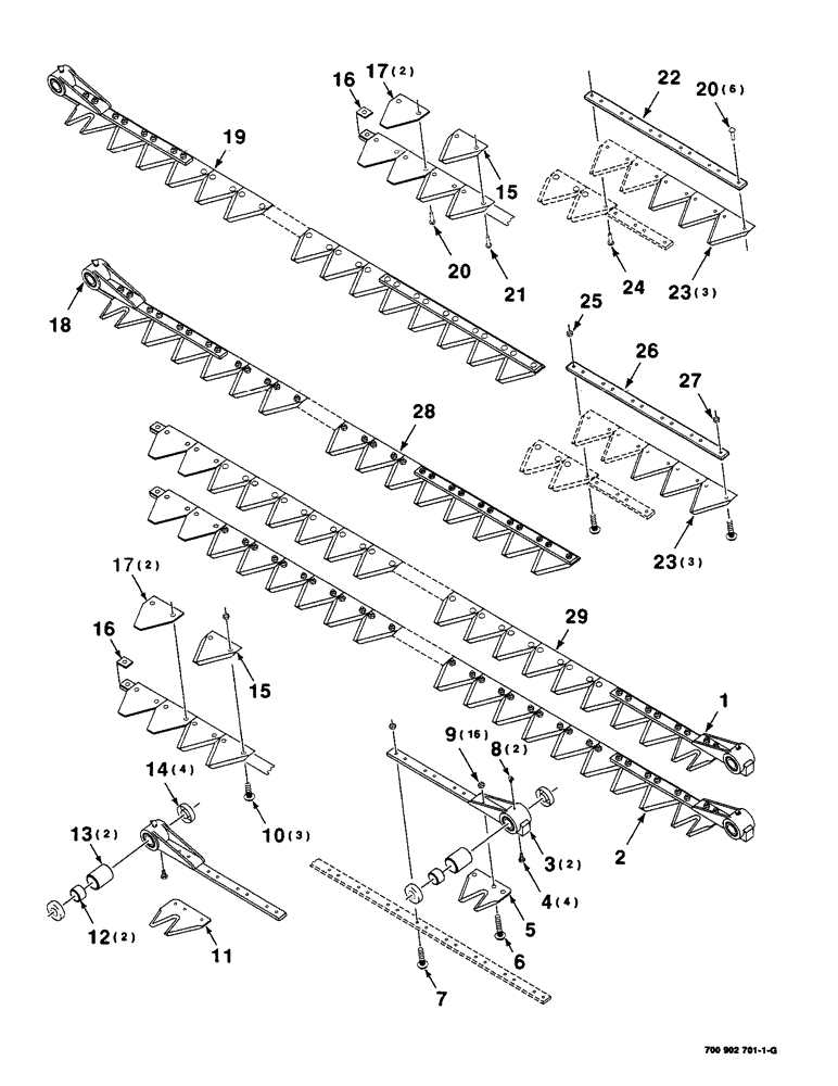 Схема запчастей Case IH 8840 - (3-18) - SICKLE ASSEMBLIES (16 FOOT) (58) - ATTACHMENTS/HEADERS