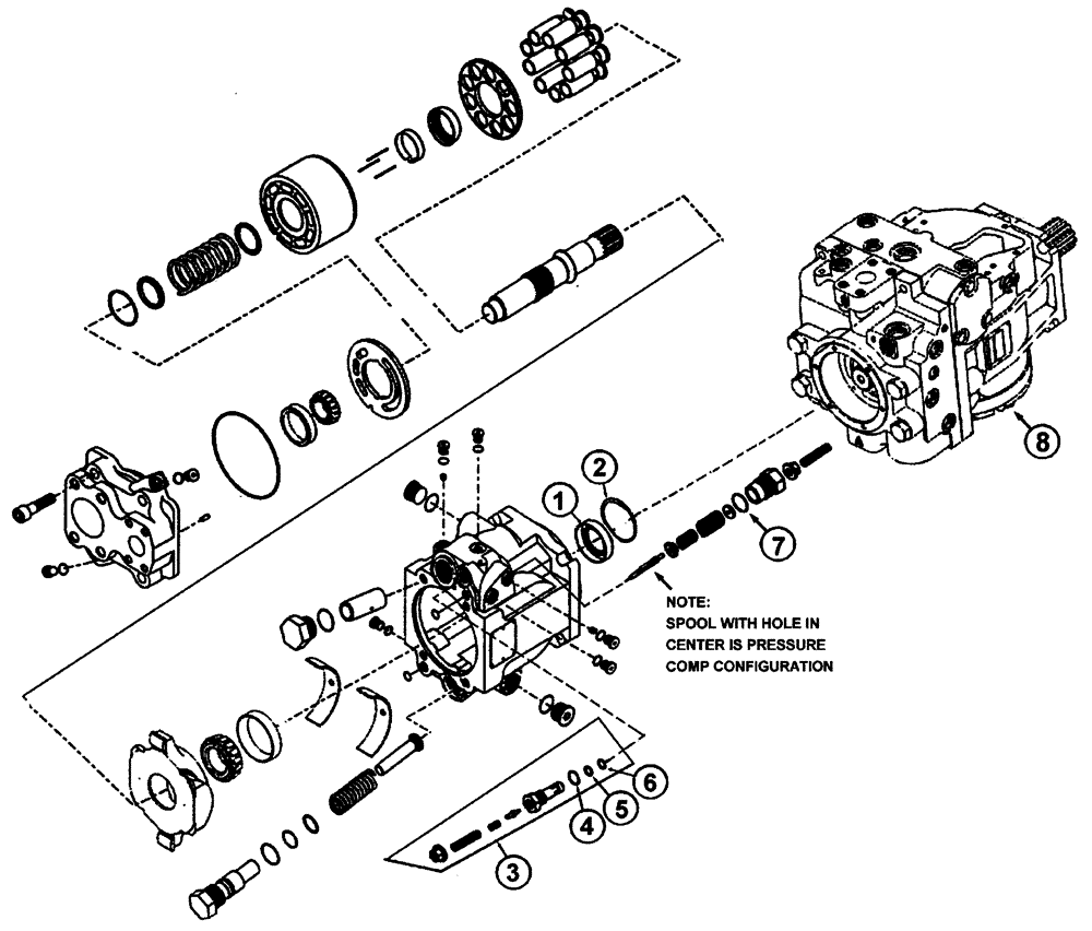 Схема запчастей Case IH 437 - (07-006) - PUMP, HYD SERIES 45, CW, 14T Hydraulic Components