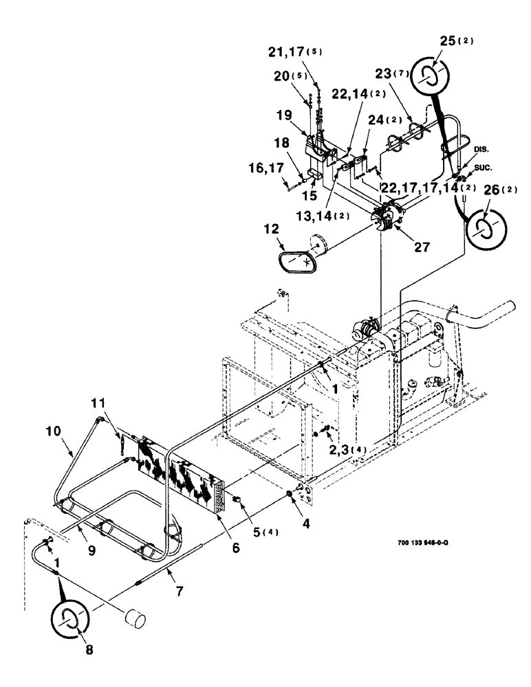 Схема запчастей Case IH 8850 - (02-18) - CONDENSER- COMPRESSOR ASSEMBLY, SERIAL NUMBER CFH0099165 AND LATER (02) - ENGINE