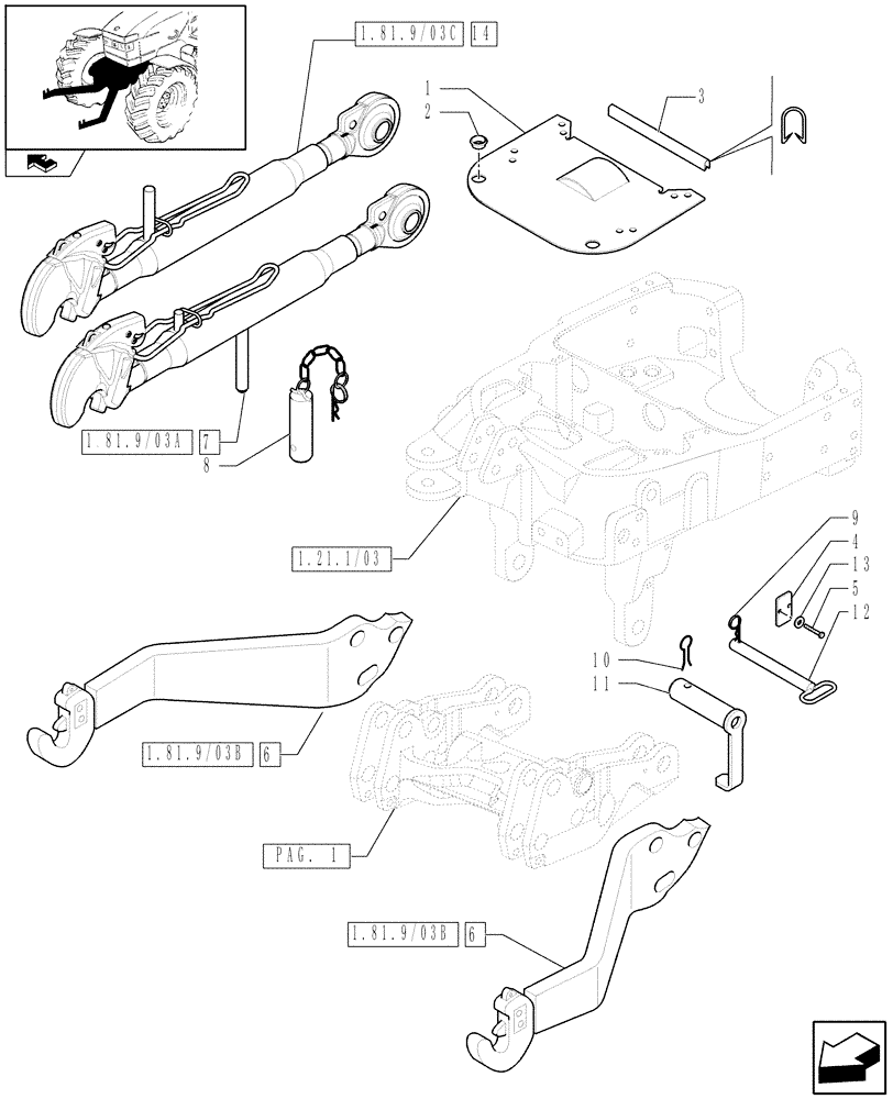 Схема запчастей Case IH PUMA 155 - (1.81.9/03[02]) - INTEGRATED FRONT HPL - IMPLEMENT ATTACHMENT - C6519 (VAR.330831-331831-332831-333831-330847-331847-332847-333847-334847-335847) (07) - HYDRAULIC SYSTEM