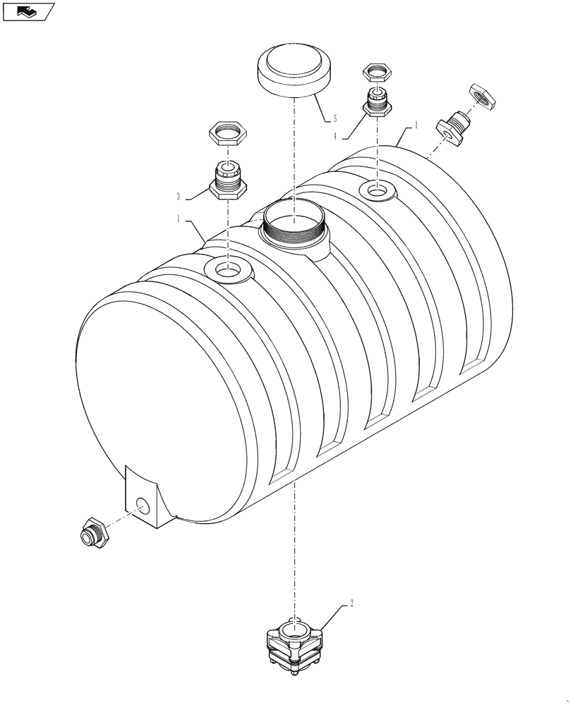 Схема запчастей Case IH 4430 - (36.330.04) - FOAM MARKER TANK, 55 GALLON, WITH FITTINGS (36) - PNEUMATIC SYSTEM