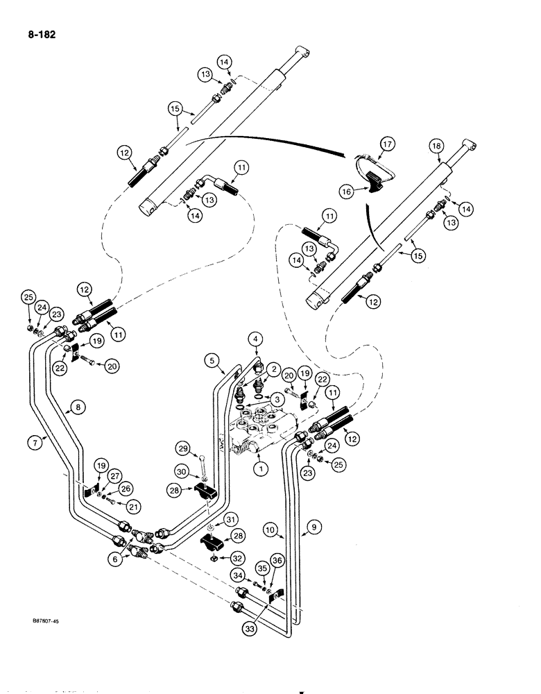 Схема запчастей Case IH 1818 - (8-182) - LOADER LIFT HYDRAULIC CIRCUIT (08) - HYDRAULICS