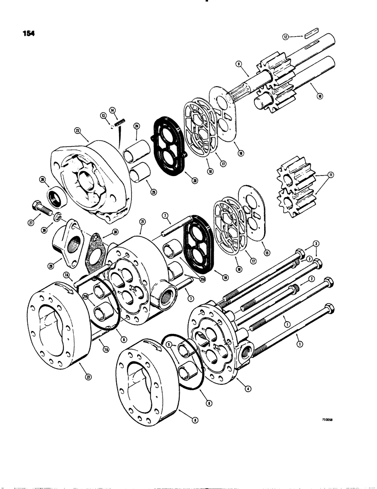 Схема запчастей Case IH 1845 - (154) - D82186 AND D71203 DUAL PUMP (35) - HYDRAULIC SYSTEMS