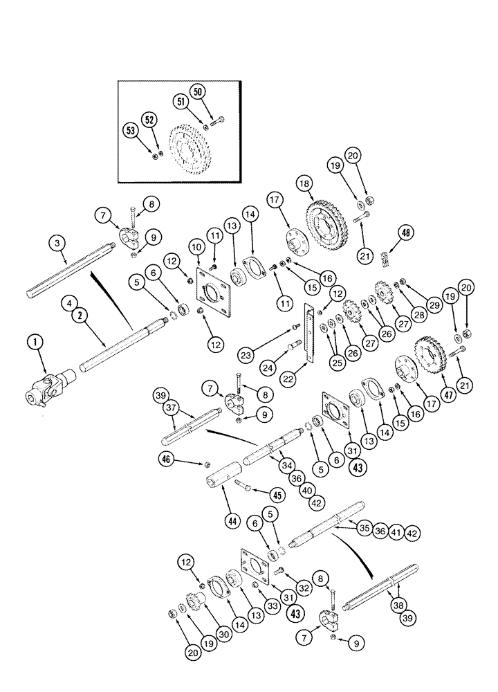 Схема запчастей Case IH 1063 - (09-15) - MAIN DRIVE - WITH SPROCKET HUB (1054, 1063) (09) - CHASSIS