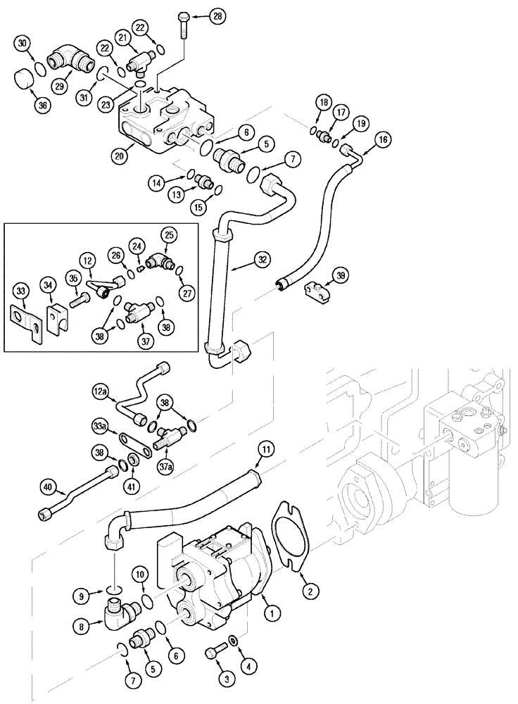 Схема запчастей Case IH MX170 - (08-01) - HYDRAULIC PUMP, OIL LINES AND FILTER (35) - HYDRAULIC SYSTEMS