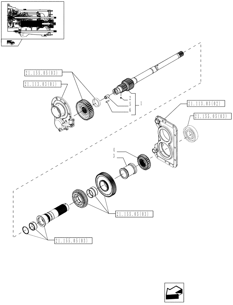 Схема запчастей Case IH MAGNUM 210 - (21.155.06[02]) - TRANSMISSION 50KPH & 40KPH ECONOMY, II, IV & REVERSE RANGE GEARS, WITH CONTINUOUSLY VARIABLE TRANSMISSION (21) - TRANSMISSION