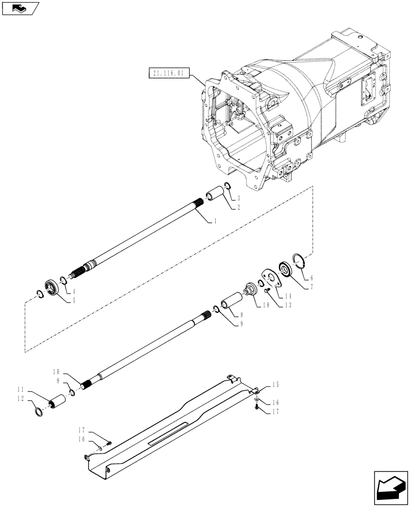 Схема запчастей Case IH PUMA 145 - (23.314.01) - VAR - 395449, 390286 - FOUR WHEEL DRIVE PROPELLER SHAFT FOR FIXED FRONT AXLE (23) - FOUR WHEEL DRIVE SYSTEM