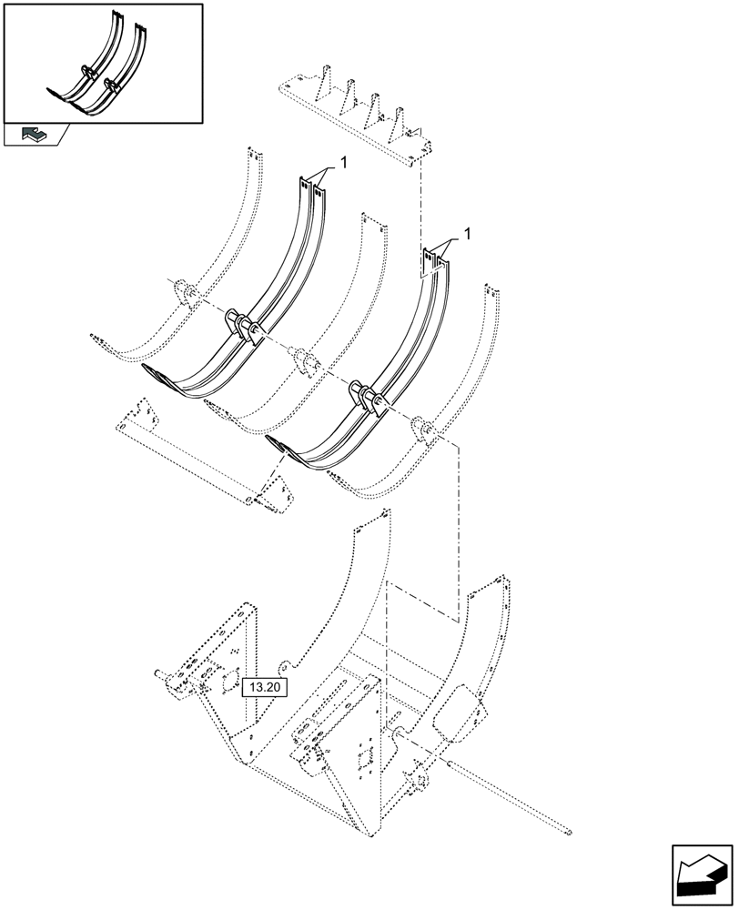 Схема запчастей Case IH LB433S - (13.44[01]) - SPECIAL CROP UPPER STUFFER GUARD KIT (13) - FEEDER