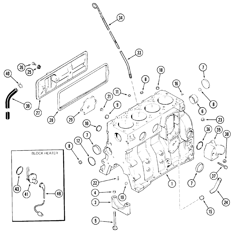 Схема запчастей Case IH 5120 - (2-48) - CYLINDER BLOCK, 5120, 4T/4TA-390, PRIOR TO ENGINE NO. 52107489 (02) - ENGINE