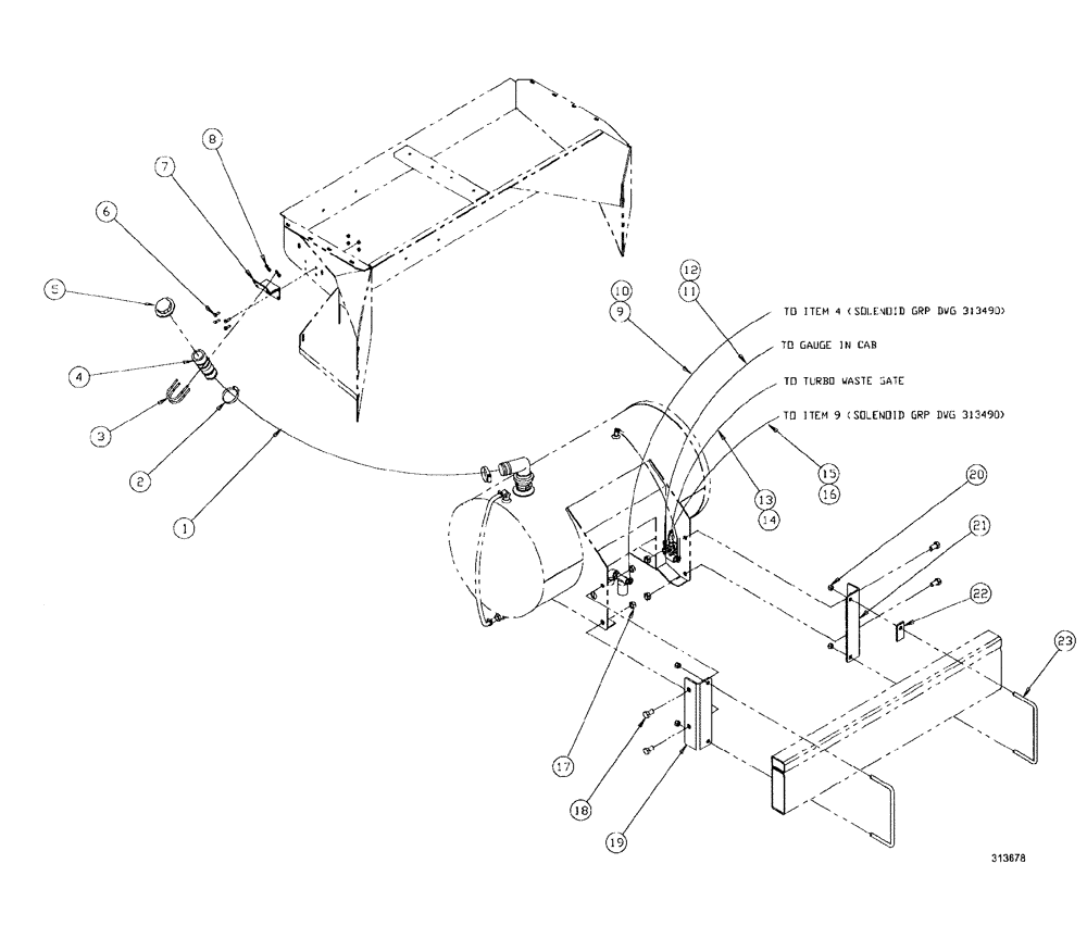 Схема запчастей Case IH SPX3150 - (258) - OPTIONS, FOAM MARKER TANK LINES GROUP, TURBO (88) - ACCESSORIES